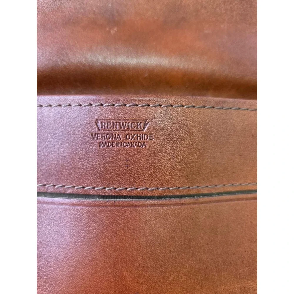 Vintage RENWICK Briefcase Brown Tan Leather Business‎ Bag Canada Rare